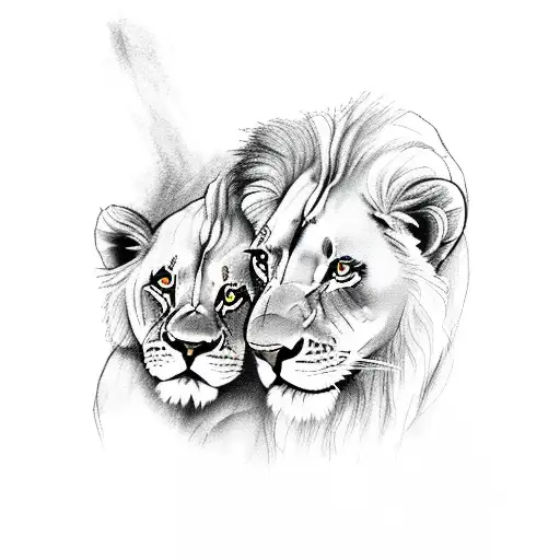 Female Lion And 1 Cub