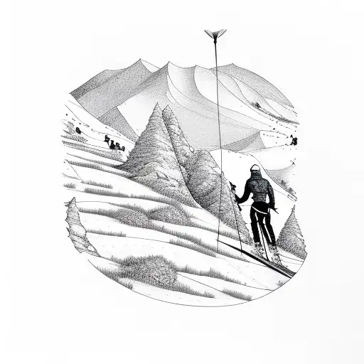 Skier And Mountain Biker Coming Down Mountain