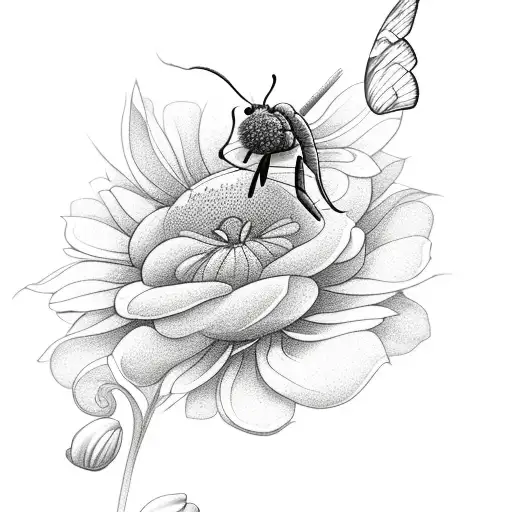 A Beautiful Moth Resting On A Blooming Flower With A Serene Beach Backdrop