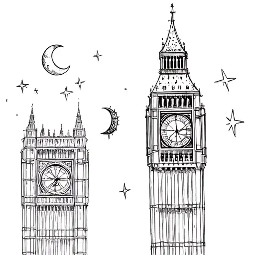 Big Ben With Crescent Moon Second Star To The Right With Pixie Dust Leading To The Second Star