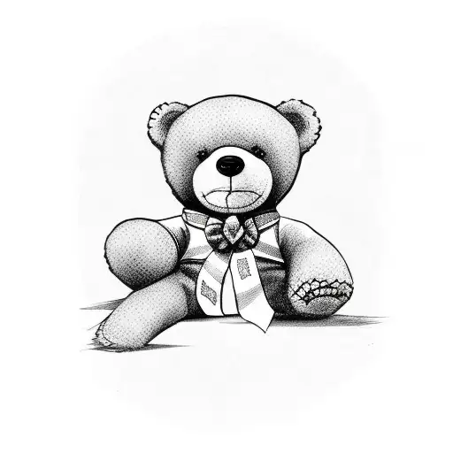 Teddy Bear With Bow Around Neck