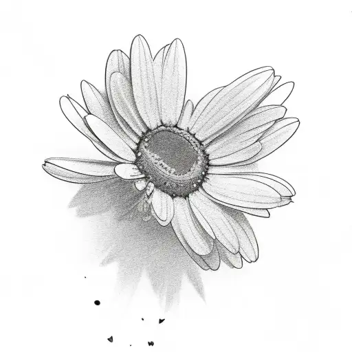 Broken Guitar With Two Daisy's With Falling Petals