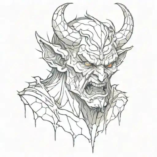 A Cracked Bust Of A Demon