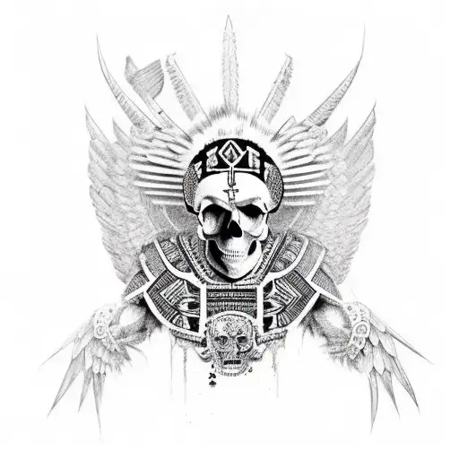 Skull Aztec Eagle Warrior