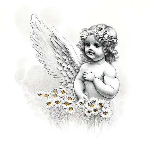 Cherub Angel With Daisies