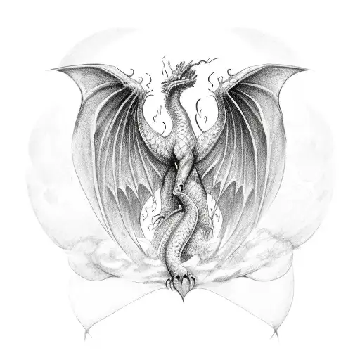 Dragon Wings Forming A Heart Shape With 'Lala' Written Inside