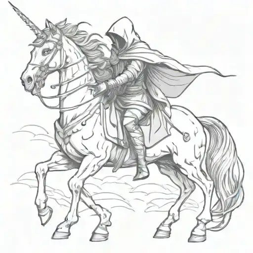 Grim Reaper With Scythe Riding A Unicorn