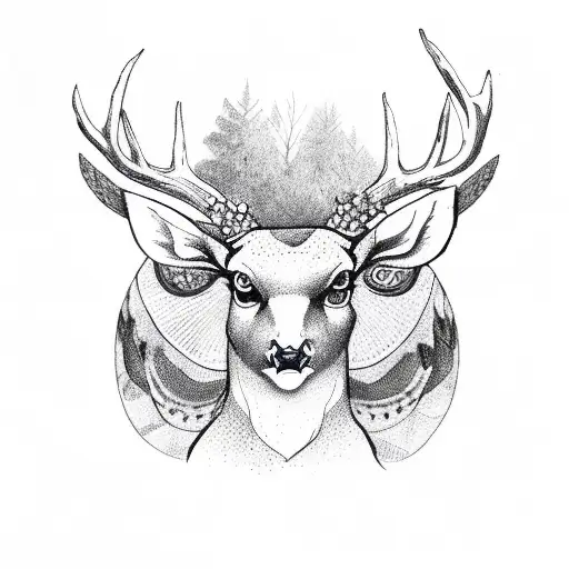 Deer And Forest And Owl