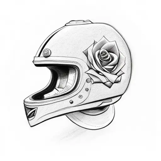 Drag Racing Helmet With A Rose