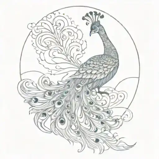 Peacock With Moon Rising