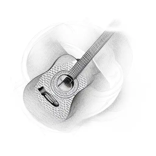 Acoustic Guitar With Checkered Flag Flowing Around It