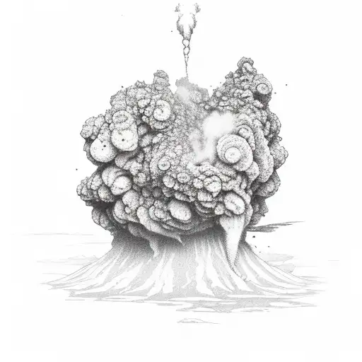 A Volcanic System With A Magma Body In The Ground And A Large Vapor Cloud