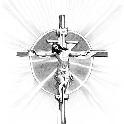 Jesus On The Cross Surrounded By Rays Of Light
