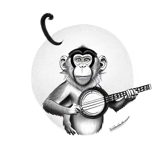 Monkey Running With A Banjo