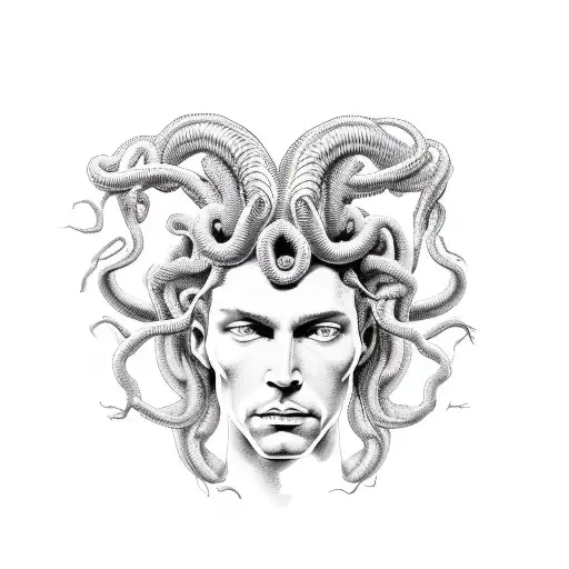Medusa Full Body Holding Male Heads
