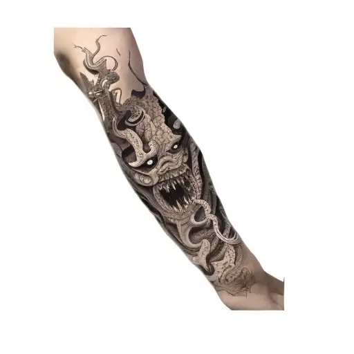 A Demon With A Snake On His Arm