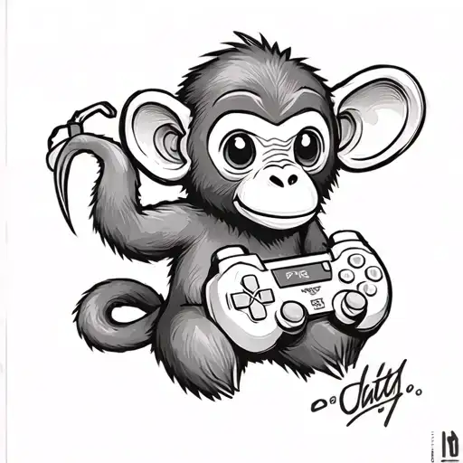 A Cute Monkey Holding A Gaming Controller