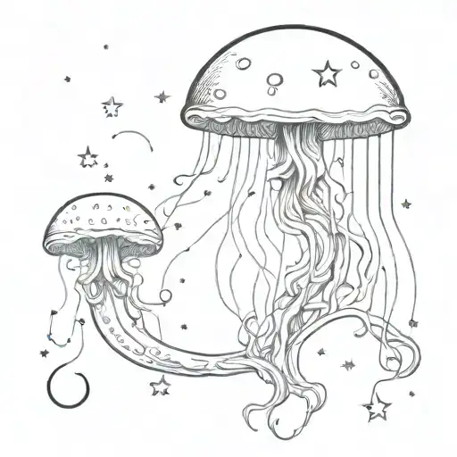 Jellyfish With Moon And Stars