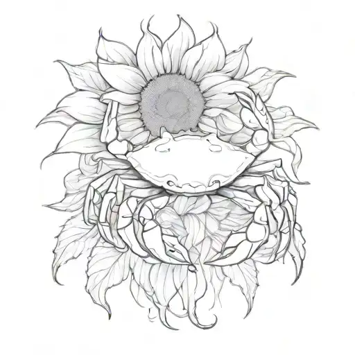 Crab Holding A Sunflower