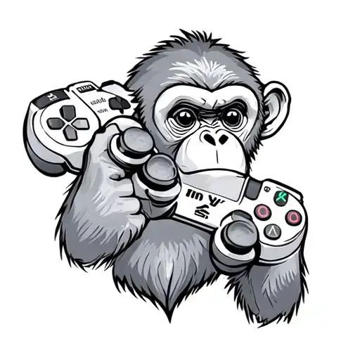 A Monkey Holding Playstation Controller