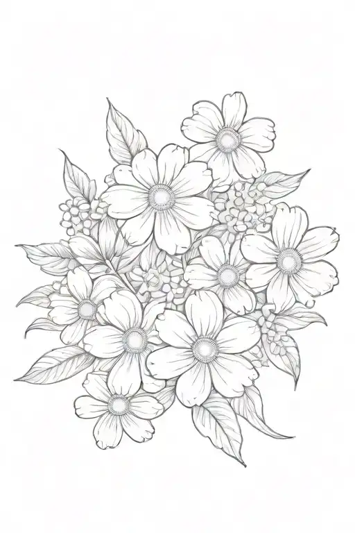 1 Forget Me Not And 1 Daisy On Simple Line Cross