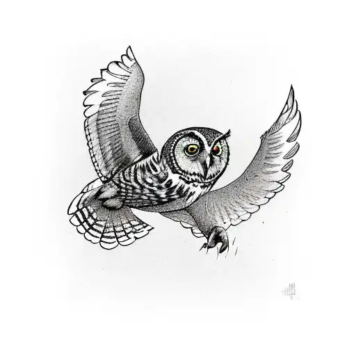 Owl In Flight Grabbing Mouse