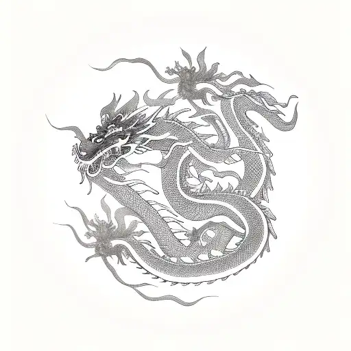 A Chinese Dragon With Cherry Blossoms