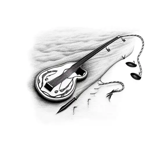 Guitar With A Fishing Lure As The Strings
