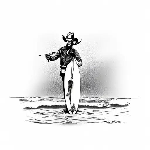 Cowboy On A Surfboard Smoking A Cigarette