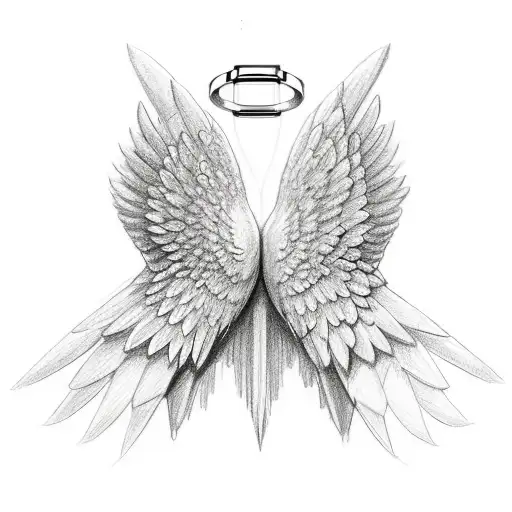 Sketched Wings With 33 And Ap Written Between Them Plus And Angel Ring On Top