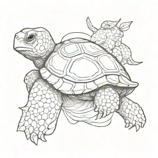 Letter C And M With A Baby Turtle