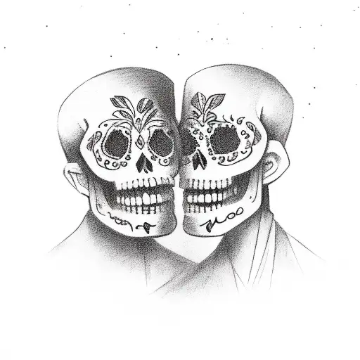 Day Of Dead Man And Wife In Black And White