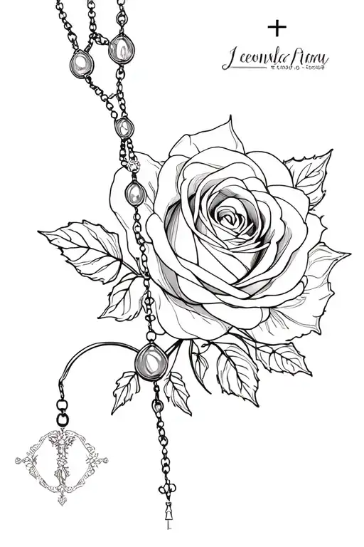 Rose And Orthodox Rosary Beads Necklace With Names