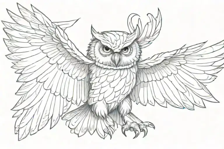 Angry Owl With Spread Wings