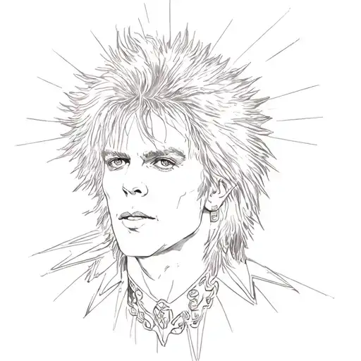Ziggy Stardust Album Cover As Fine Line Pen Like Drawing