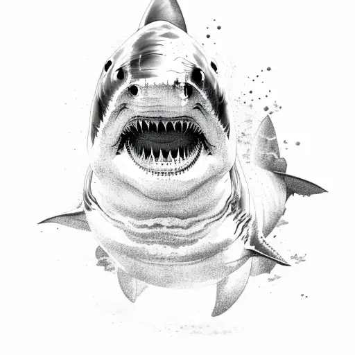 Great White Shark Biting An Exploding Grenade