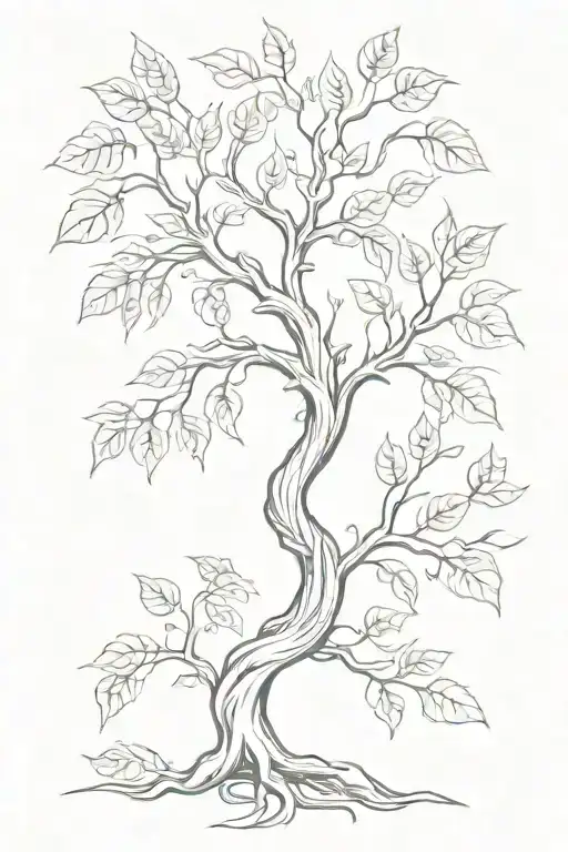 Looping Leafy Tree And Leaves Intertwined