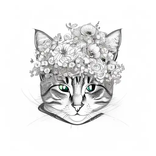Seilor Moon In Flowers With Cat
