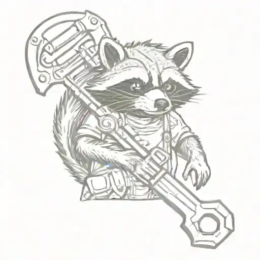 Raccoon With Monkey Wrench