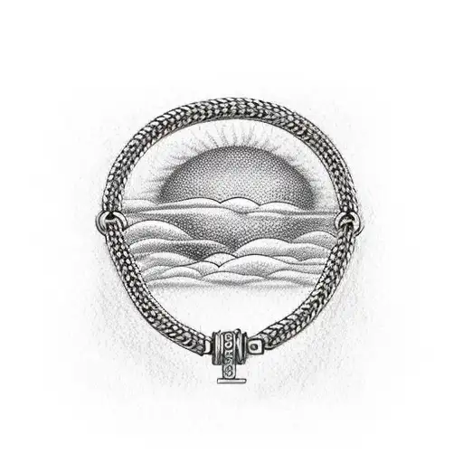 A Chain Link Bracelet With A Tiny Sunrise Charm