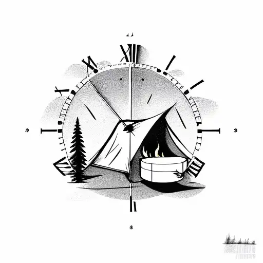 Camping Scene In A Clock