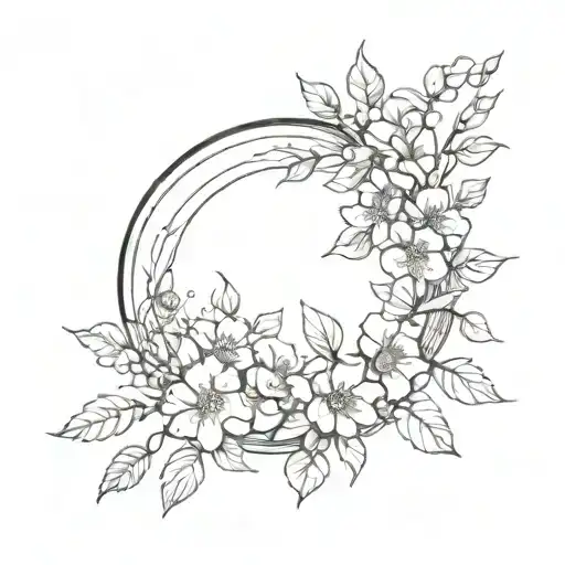 Circle With Branch Inside With Flowers Blooming