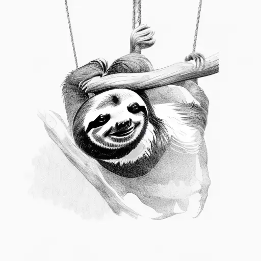 Sloth Hanging On A Tree Limb