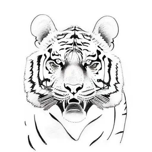 A Sketch Style Tattoo Of A Tiger Working Out In A Gym