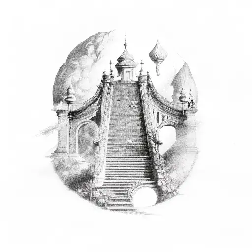 Stairs Of Heaven With A Time Piece