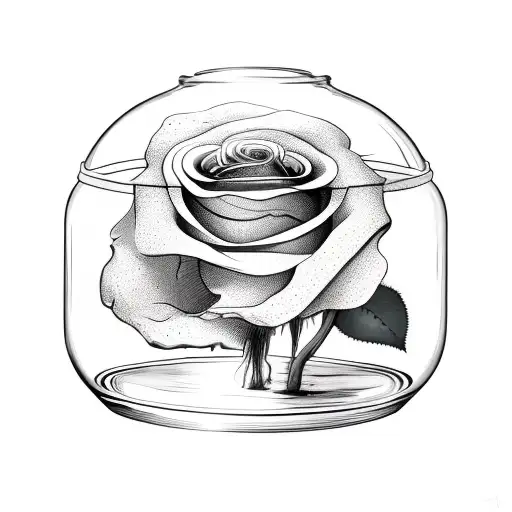 Melted Rose Inside A Bell Jar