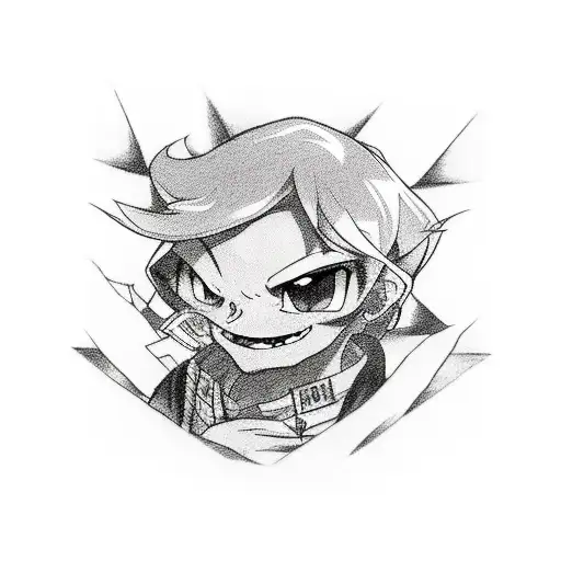 A Tattoo Of A Rock Music Inspired Anime Character Working As A Restaurant Manager