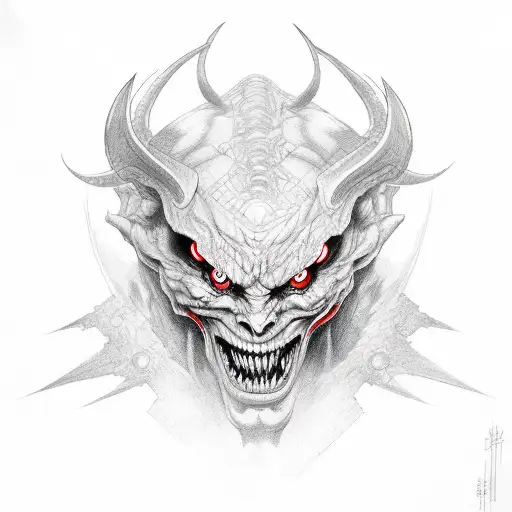 Demon With Red Eyes Looking From The Dark