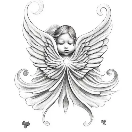 Angel On Cloud Holding A 4 Leaf Clover