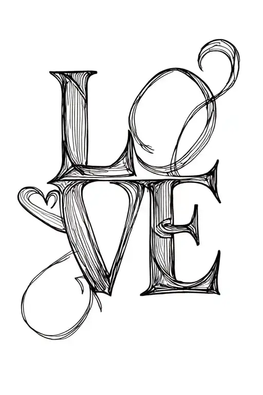 Abstract Word 'Love' Written